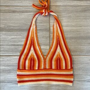 SHEIN Multicolor Striped Crochet Crop Top